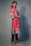 SAKSHAM & NEHARICKA_Red Chanderi Printed Floral Round Kurta  _Online_at_Aza_Fashions