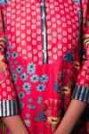 SAKSHAM & NEHARICKA_Red Chanderi Printed Floral Round Kurta  _at_Aza_Fashions