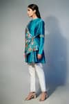 Buy_SAKSHAM & NEHARICKA_Blue Chanderi Printed Floral Mandarin Collar Layered Kurta _Online_at_Aza_Fashions