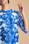 SAKSHAM & NEHARICKA_Blue Round Chanderi Floral Print Kurta  _Online_at_Aza_Fashions