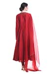 Shop_Saksham & Neharicka_Red Anarkali Chanderichuridar Voiledupatta Organza Round Chanderi Set_at_Aza_Fashions
