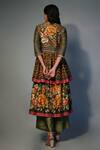 Shop_Saksham & Neharicka_Green Chanderi Floral, Sequin V Neck Tiered Printed Kurta And Palazzo Set _at_Aza_Fashions