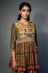 Saksham & Neharicka_Green Chanderi Floral, Sequin V Neck Tiered Printed Kurta And Palazzo Set _at_Aza_Fashions