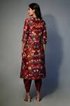 Shop_SAKSHAM & NEHARICKA_Maroon Chanderi Printed Floral Round Kurta And Dhoti Pant Set _at_Aza_Fashions
