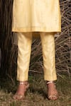 Shop_Saksham & Neharicka_Yellow Chanderi And Net Pearl, Sequin & Beads V Neck Kurta Set _Online_at_Aza_Fashions