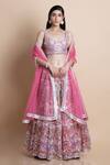 Buy_Saksham & Neharicka_Pink Silk Organza V Neck Bridal Lehenga Set _at_Aza_Fashions