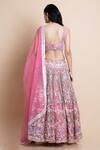 Shop_Saksham & Neharicka_Pink Silk Organza V Neck Bridal Lehenga Set _at_Aza_Fashions