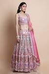 Buy_Saksham & Neharicka_Pink Silk Organza V Neck Bridal Lehenga Set _Online_at_Aza_Fashions