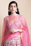 Saksham & Neharicka_Pink Silk Organza V Neck Bridal Lehenga Set _at_Aza_Fashions