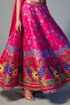 Shop_Saksham Neharicka_Pink Chanderi Printed Floral V Neck Lehenga Set_Online_at_Aza_Fashions