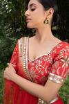 Saksham & Neharicka_Red Raw Silk And Net Thread, Sequin & Stone Embroidered Bridal Lehenga Set_at_Aza_Fashions