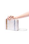 Oceana Clutches_White Glitter Marble Textured Designer Clutch_Online_at_Aza_Fashions