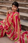 Buy_Ruar India_Pink Chiffon Leheriya Saree With Blouse_Online_at_Aza_Fashions