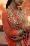 Buy_Ruar India_Yellow Chiffon Leheriya Saree With Blouse_Online_at_Aza_Fashions