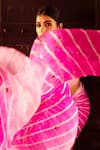 Buy_Ruar India_Pink Chiffon Leheriya Saree With Blouse_Online_at_Aza_Fashions