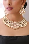 Swabhimann_Gold Plated Diamonds, Stones Floral Kundan Necklace Set _Online_at_Aza_Fashions