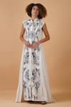 Buy_Samant Chauhan_Ivory Silk And  Lining Embroidery Spread Collar Tiered Gown _Online_at_Aza_Fashions