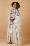 Samant Chauhan_Ivory Silk Lining Embroidery Thread And Sequin Round Kaftan Gown _Online_at_Aza_Fashions
