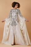 Buy_Samant Chauhan_Ivory Silk Lining Embroidery Thread And Sequin Round Kaftan Gown _Online_at_Aza_Fashions
