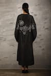 Shop_Samant Chauhan_Black Silk Lining Embroidery Zari Round Floral Dress _at_Aza_Fashions