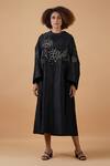 Buy_Samant Chauhan_Black Silk Lining Embroidery Zari Round Floral Dress _Online_at_Aza_Fashions