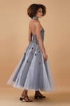 Shop_Samant Chauhan_Grey Net Lining Cotton Embroidery Zari Halter Neck Neckline Gown _at_Aza_Fashions
