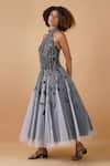 Samant Chauhan_Grey Net Lining Cotton Embroidery Zari Halter Neck Neckline Gown _Online_at_Aza_Fashions