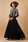 Samant Chauhan_Black Silk Lining Embroidery Zari High Neck Gown _Online_at_Aza_Fashions