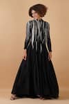 Buy_Samant Chauhan_Black Silk Lining Embroidery Zari High Neck Gown _Online_at_Aza_Fashions