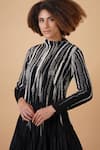 Shop_Samant Chauhan_Black Silk Lining Embroidery Zari High Neck Gown _Online_at_Aza_Fashions