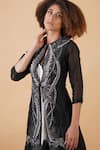 Samant Chauhan_Black Silk Lining Embroidery Zari Round Jacket And Strapless Gown _at_Aza_Fashions