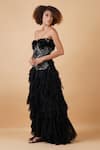 Buy_Samant Chauhan_Black Silk Lining Embroidery Zari Ruffle Strapless Gown _Online_at_Aza_Fashions