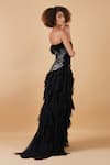 Shop_Samant Chauhan_Black Silk Lining Embroidery Zari Ruffle Strapless Gown _Online_at_Aza_Fashions