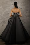 Shop_Samant Chauhan_Black Net Lining Cotton Embroidery Zari Strapless Gown _at_Aza_Fashions