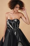 Samant Chauhan_Black Net Lining Cotton Embroidery Zari Strapless Gown _at_Aza_Fashions