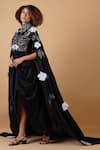 Buy_Samant Chauhan_Black Silk Lining Embroidery Zari Band Draped Dress _Online_at_Aza_Fashions