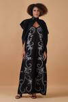 Buy_Samant Chauhan_Black Silk Lining Embroidery Zari High Neck Gown With Cape _Online_at_Aza_Fashions
