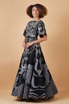 Buy_Samant Chauhan_Black Cotton Silk Embroidery Abstract Boat Neck Gown _Online_at_Aza_Fashions