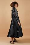Shop Samant Chauhan Black Cotton Silk Embroidery Zari Round High Neck Dress at Aza Fashions Shop_Samant Chauhan_Black Cotton Silk Embroidery Zari Round High Neck Dress _at_Aza_Fashions
