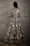 Shop_Samant Chauhan_Grey Cotton Silk Embroidery Floral Round High Neck Gown _at_Aza_Fashions