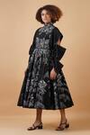 Buy Samant Chauhan Black Cotton Silk Embroidery Sequin Round High Neck Floral Dress Online at Aza Fashions Buy_Samant Chauhan_Black Cotton Silk Embroidery Sequin Round High Neck Floral Dress _Online_at_Aza_Fashions