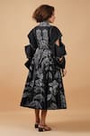 Shop Samant Chauhan Black Cotton Silk Embroidery Sequin Round High Neck Floral Dress at Aza Fashions Shop_Samant Chauhan_Black Cotton Silk Embroidery Sequin Round High Neck Floral Dress _at_Aza_Fashions