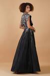 Shop_Samant Chauhan_Black Cotton Silk Embroidery Sequin Round Gown _at_Aza_Fashions