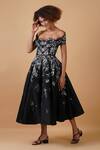 Samant Chauhan Black Cotton Silk Embroidery Zari Sweetheart Neck Off Shoulder Dress Online at Aza Fashions Samant Chauhan_Black Cotton Silk Embroidery Zari Sweetheart Neck Off Shoulder Dress _Online_at_Aza_Fashions