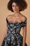 Shop Samant Chauhan Black Cotton Silk Embroidery Zari Sweetheart Neck Off Shoulder Dress Online at Aza Fashions Shop_Samant Chauhan_Black Cotton Silk Embroidery Zari Sweetheart Neck Off Shoulder Dress _Online_at_Aza_Fashions
