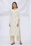 Buy_Nazaakat By Samara Singh_White Cotton Round Printed Kurta And Pant Set _at_Aza_Fashions