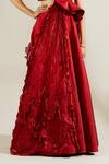 Adaara Couture_Red Raw Silk, Net Asymmetric Embellished Lehenga And Blouse Set _at_Aza_Fashions