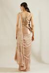 Shop_Adaara Couture_Gold Raw Silk Asymmetric Pre-draped Dhoti Saree With Top_at_Aza_Fashions