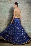 Shop_Salian By Anushree_Blue Lehenga And Blouse Satin Dupatta Net Embroidery V Foil Print Tiered Set _at_Aza_Fashions