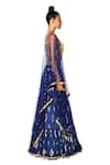 Salian By Anushree_Blue Lehenga And Blouse Satin Dupatta Net Embroidery V Foil Print Tiered Set _Online_at_Aza_Fashions